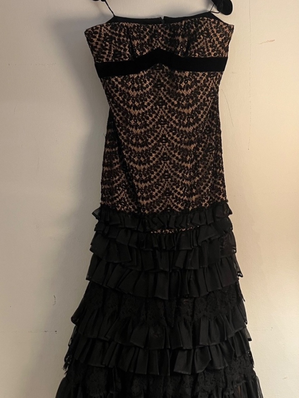 Carmen Marc Valvo Strapless Couture Beaded Gown w/ Tiered Ruffle Skirt (2005) - Picture 2 of 5